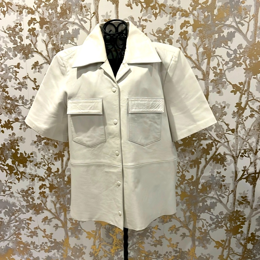 Remain BirgerChristensen Leather White Crop Jacket/Shirt